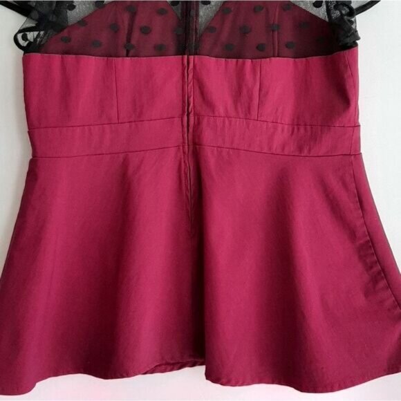 TORRID / Fitted Stretchy Peplum Top w/ Mesh Yoke Sweetheart Pink Sz L Flawed - Picture 7 of 11